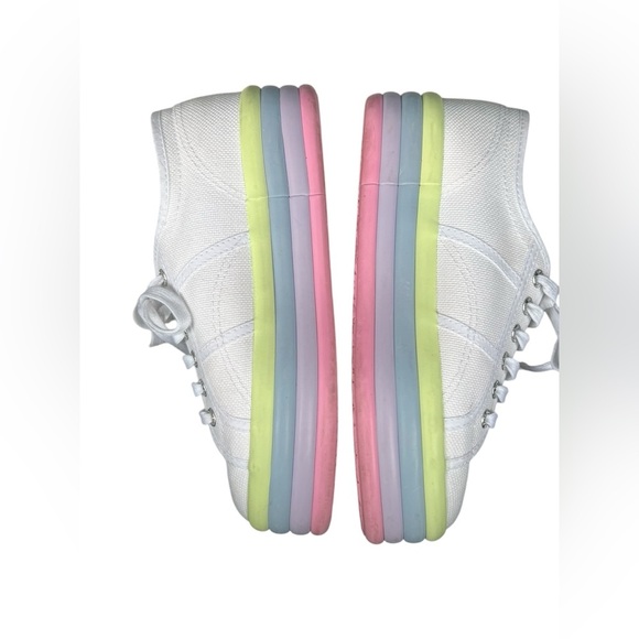 Superga Platform Sneakers  w/ Rainbow Stripes Women's Size 38 Or US 8‎ Festival - Picture 1 of 8